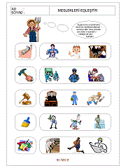 okul öncesi çocuklar için verilen resim ile ilgili mesleği bul çalışma sayfaları